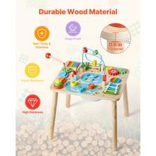 Montessori Activity Table For Toddler 1-3 Years Old, 13 In 1 Wooden Learn Activity Desk, Baby Play Table For Boys & Girls Aged 6+ Months, Great Birthday, Christmas, Children's Day Present - 13 trong 1 - Xem 4