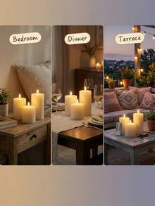 3pcs Rechargeable LED Candle Lights With Remote Control And Timer, Plastic Pillar Design, Suitable For Home Decor, Wedding, Table Centerpiece - White - View 6