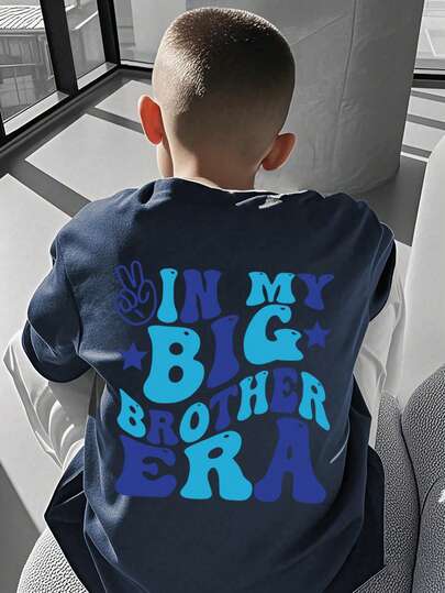 Tween Boy Casual Graphic Print Crew Neck Short Sleeve T-Shirt, Summer Top