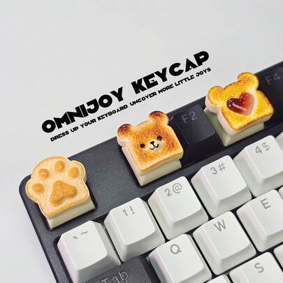 1개 동물 테마 키캡 세트, 귀여운 고양이 발과 곰 디자인, 카툰 스타일 키캡, 게이머 및 사무실 키보드에 적합, 독특한 휴일 선물