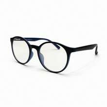 Round Eyeglass Frame For Men And Women, TR90 Lens, UV400, Flexible Temple - PRETO /AZUL - 查看 2