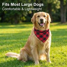 3件套超值组合装：水牛格纹狗狗三角巾，经典红黑格纹三角围巾，可调节可水洗口水巾（适合大型犬） - 紅色 - 查看 2