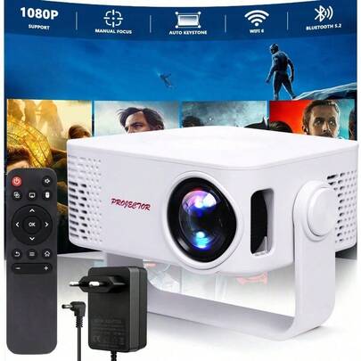 720P Mini Smart Projector, Supports WiFi & Bluetooth, Auto Keystone Correction, 360° Adjustable, Compatible With Smartphones, TV Sticks, USB Devices