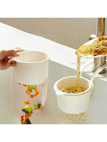 1个免提式压力沥水篮，食物残渣过滤篮，悬挂式水槽沥水篮，一键式压力沥水篮，厨房植物架，水龙头沥水篮，独立式沥水篮，厨房收纳，海绵沥水篮，布艺沥水篮，肥皂沥水篮 - 适用于厨房和浴室