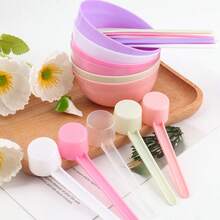 MyAoKuE-Up 3Pcs Facial Mask Bowl Set, Including A Facial Mask Bowl, A Measuring Spoon With Markings, And A Facial Mask Brush. DIY Facial Mask Tool Set. - Multicolor - View 3