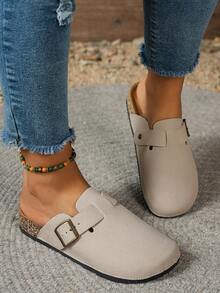 女士时尚拖鞋，舒适一脚蹬穆勒拖鞋，室内外皆宜，四季皆可穿着 - 灰色 - 查看 8