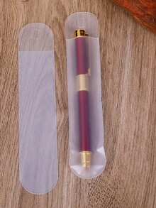 5/10/20pcs Transparent Pencil Cases, Matte Solid Color Universal Pencil Bags, Round Frosted Clear Pencil Pouches, Solid Color General Pencil Bags, Casual Gift Bags, Hanging Gift Pen Boxes, Pen Case Organizers, Stationery - 16.5*3.2CM - View 6