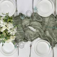 1pc 90cm X 180cm Boho Style Sheer Table Runner, Countryside Transparent Table Runner Suitable For Wedding Bride Party Banquet - Multicolor - View 7