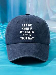 1顶男女通用户外休闲时尚“LET ME KOW”字母印花百搭水洗复古黑色棒球帽，适合春、夏、秋季日常搭配 - A - 查看 20