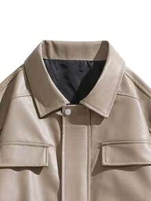Chaqueta con cremallera minimalista para hombre, casual/negocios y de uso diario - Camel - Ver 3