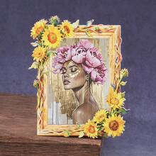 1pc Wooden Photo Frame Refrigerator Magnet, Floral Beauty Fridge Magnet, Suitable For Home, Office, Study Room Refrigerator Decoration - Refrigerator Magnet! - one-size - View 9