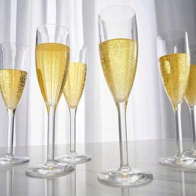 5oz Unbreakable Acrylic Champagne Flutes, Reusable Transparent Champagne Glasses, Elegant Plastic Martini Cups - Perfect For Cocktails, Champagne And Desserts - Reusable, Mousse Cups