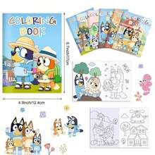 Bluey Bộ 6/12 cuốn sách tô màu hoạt hình   tự làm, sách tô màu graffiti hoạt hình dành cho tiệc tùng, sách vẽ tranh, đồ chơi trẻ em, quà tặng hoàn hảo cho tiệc tùng, quà tặng lễ hội (Kiểu ngẫu nhiên) - Nhiều màu - Xem 8