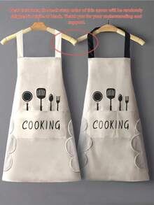 Delantal de cocina impermeable premium adecuado para hombres y mujeres - Delantal con peto ajustable con bolsillos para cocinar, hornear, asar a la parrilla - Delantal de chef de poliéster duradero - Multicolor - Ver 16