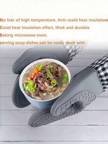 Silicone Heat Resistant Oven Gloves, Thick & Long Padded Mitts For Kitchen, Oven And Microwave Use - View 4