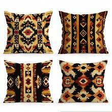 4pcs Bohemian Geometric Pattern Single-Sided Printed Throw Pillow Covers, Decorative Pillow Cases Suitable For Living Room Sofa Bedroom, Pillow Inserts Not Included - Multicolor - View 1
