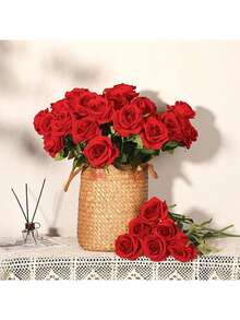 仿真玫瑰花束，逼真假玫瑰，大量仿真花，适用于婚礼、家居、派对装饰、礼品、情人节、婚礼中心装饰、周年纪念、DIY花艺、家居装饰 - 多色 - 查看 7