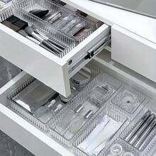 1pc/3pcs/4pcs/7pcs Set Multifunctional Transparent Plastic Drawer Storage Boxes, Ideal For Cosmetics Organization And Bathroom Storage, Various Sizes Available, Suitable For Every Room, Perfectly Fits Vanity And Bathroom Drawers, Fashionable Makeup Display Rack, Enhances Home And Bedroom Decor - Clear - View 7