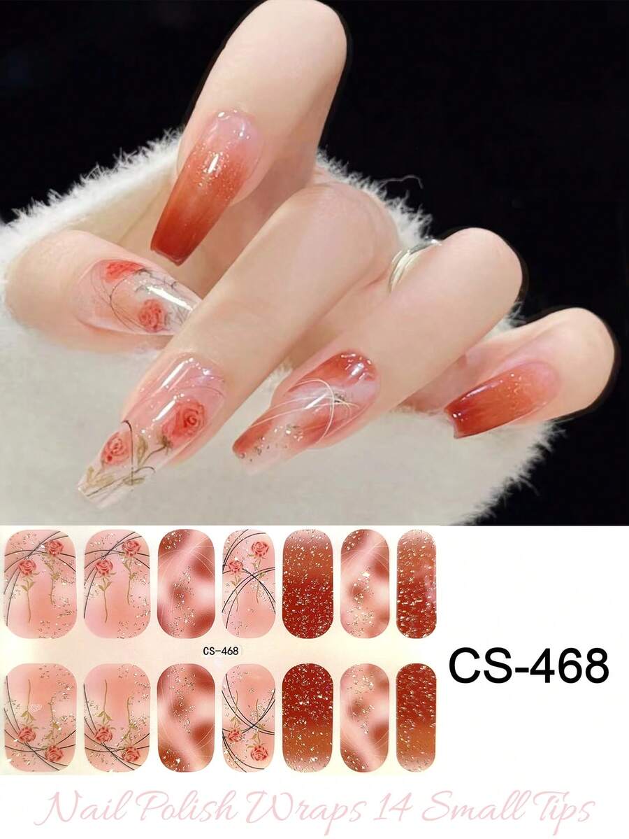 1 Tờ 14 miếng dán móng tay tự dính hình ngôi sao và cầu vồng màu xanh biển cổ điển, decal trang trí móng tay dành cho nữ, bé gái, dự tiệc, ngày lễ, du lịch, tự làm móng nhanh chóng. - Màu Cam san hô - Xem 1