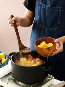 5件套/9件套/10件套耐热天然黄杨木厨房用具套装，易于清洁，时尚优雅的木制烹饪工具，包括木勺和木铲，适用于厨房、餐厅和客厅。 - 棕色 - 查看 2