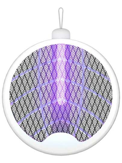 Raquete Elétrica Recarregável Mata Mosquistos Pernilongos Com Iluminação Luz UV Atrai Insetos Raquete Dobravél Com Suporte De Mesa E USB