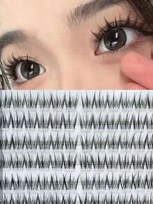 120 Clusters Single False Eyelashes DIY Eyelash Extension Fine Cluster False Eyelashes Thin Band Cross Natural False Eyelashes - C - View 4