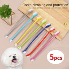 5pcs/Set Long Handle Pet Toothbrush Double-Head Dog Toothbrushes Oral Care Dog Teeth Cleaning Soft Hair Cat Toothbrush - View 4