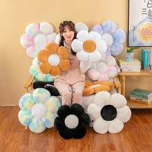 1pc Floral Cushion Plush Doll Bed Decor Office Chair Pad 6-Petal Daisy Throw Pillow Home Decoration Chair Cushion Office Lumbar Pillow Floor Mat Festival Gift - Multicolor - View 5