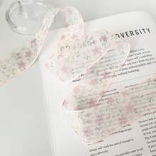 2 Yards Transparent Chiffon Ribbon, Floral Printed Textured Ribbon, Suitable For Floral Bouquet Decoration, Gift Wrapping, Party Decor, Handmade DIY Bow, Soft And Smooth Texture, Peach Blossom Ribbon, Wedding, Valentine's Day Gift, Pink Satin Ribbon, Handmade Pink Ribbon Roll, Pink Bow Ribbon, Handmade Ribbon, Elegant Ribbon, Party Favor Ribbon, Decorative Ribbon - 1pc Pink - View 5
