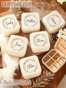 Hộp đựng trang sức du lịch hình chữ nhật cổ điển có thể tùy chỉnh, lót vải, khóa kéo và ngăn cài, hộp quà tặng đa năng cho phù dâu - Không cần nguồn điện, hộp đựng trang sức | Thiết kế chi tiết hình trái tim | Nội thất lót vải, hộp quà tặng trang sức, hộp đựng trang sức - Nhiều màu - Xem 4