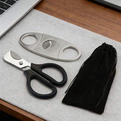 1/3支装雪茄剪，不锈钢双刃雪茄剪，男士生日礼物