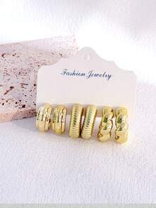 Set de 18 pendientes, adecuados para uso diario, viajes del Año Nuevo Lunar, turismo, festivales y fiestas - Dorado - Ver 7