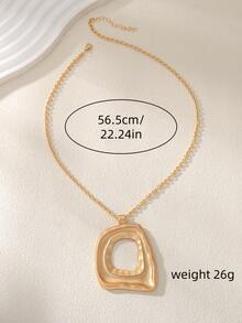 1pc Minimalist Geometric Pendant Necklace, Suitable For Women's Daily Wear, Wedding, Travel, Beach - Matte Gold - View 4