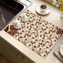 1pc Square Skull & Coffee Pattern Heat Insulation Pad, Trivet Mat, Desk Protector, Coffee Machine Mat, Kitchen Drainage Mat, Home & Kitchen Placemat - Multicolor - View 7
