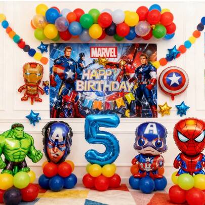 Superhero Theme Foil Number Balloons, Children's Birthday Party Supplies, Kids Gifts And Rewards