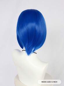 Tóc giả ngắn thẳng, màu xanh hoàng gia mờ, chịu nhiệt, làm từ chất liệu tổng hợp, thiết kế da đầu chân thực, kèm kẹp tóc hình chuồn chuồn cổ điển. - Nhiều màu - Xem 5