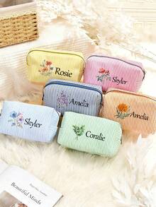 个性化伴娘化妆包，女士大容量网眼化妆包，伴娘礼物，化妆品收纳袋，刺绣字母洗漱包，刺绣化妆包，伴娘化妆包，伴娘礼物，女士礼物，个性化礼物，婚礼派对，礼物，新娘送礼会订婚礼物，休闲都市风 - 彩色 - 查看 6