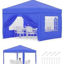 Carpa Plegable Ajustable 3m x 6m con 6 Laterales – Gazebo Impermeable para Fiestas con 3 Alturas – Kit Completo: Bolsas de Peso, Estacas, Cuerdas y Bolsa con Ruedas – Ideal para Camping, Bodas y Event - azul - Ver 1