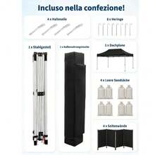 Carpa Plegable Ajustable 3m x 6m con 6 Laterales – Gazebo Impermeable para Fiestas con 3 Alturas – Kit Completo: Bolsas de Peso, Estacas, Cuerdas y Bolsa con Ruedas – Ideal para Camping, Bodas y Event - BLANCO - Ver 2