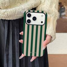 Capa para iPhone 17 Pro Max com design em verde escuro e bege (1 peça), compatível com iPhone 16 Pro Max, 15 Pro Max e 14 Pro Max. Capa elegante e moderna, estilo coreano, para iPhone 11/12/13/14/15/16 Pro Max Plus. Design sofisticado, unissex. Ideal para presentear sua namorada no Natal, Dia dos Namorados, Páscoa, casamentos e aniversários. - Verde escuro - Ver 3