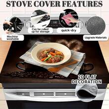 1pc Retro Coffee Pattern Heat Resistant Protective Cover, Non-Slip And Scratch-Resistant Surface, Easy To Clean Polyester Material, Suitable For Kitchen, Washing Machine, Dryer, Stove Protection, Household Appliance Accessories, Modern Kitchen Anti-Slip Sleeve. - Multicolor - View 6