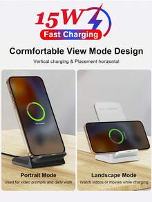 15W无线充电器，支持快速充电+手机支架双功能，兼容 16/15/14/13/12及其他智能手机品牌，快速充电底座（快速充电功能需要5V2A或更高功率的适配器） - 彩色 - 查看 2