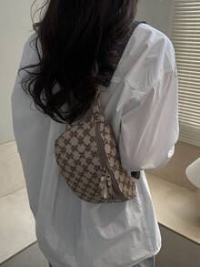 Plaid Crossbody Bag For Women, New Arrival Fashionable Ins-Style Chest Bag - Khaki - View 9