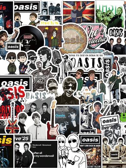 50 de autocolante graffiti cu trupa Oasis Rock, impermeabile și reutilizabile, potrivite pentru cască de motocicletă, mașină, cutie cadou, plic, autocolante graffiti, chitară, laptop, bagaje, meșteșuguri DIY, autocolante pentru cască, autocolante pentru gameri, carte de autocolante, jocuri, autocolante pentru jurnal, autocolante pentru bicicletă, petrecere de ziua de naștere a gamerilor, petrecere pentru gameri, decor de birou
