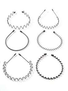 5条装男士波浪形头带，适合健身、男士头带、男士配饰、波浪形头带、男士配饰、男士头部配饰、棒球配饰 - 黑色 - 查看 7