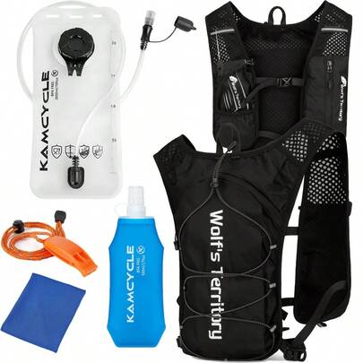 2L Hydration Backpack With 500ml Soft Water Bottle, Unisex Adjustable Breathable Camel Hydration Pack With Functional Pockets (Phone Pocket), Suitable For Trail Running, Marathon And Other Outdoor Sports