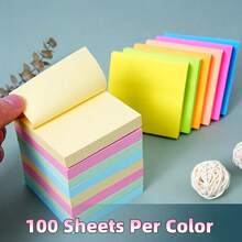 强力自粘、防水、可重复使用、撕除后不留痕迹、书写流畅的便签纸。适用于学校、学习、办公、笔记本、计划本、日记、备忘录和标记。 - 彩色 - 查看 3