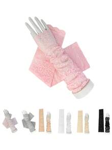1 Pair Lace Arm Sleeves, Long Style, For Women, Summer Driving Sun Protection, Autumn/Spring - Multicolor - View 2