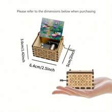 Impressionist Water Lily Oil Painting Hand Crank Wooden Music Box – No Battery Needed, Artistic Gift For Her - Water Lily Music Box - View 7