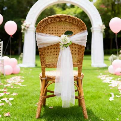 12 piezas de lazos para sillas de tul de 75*150cm/29.5*59 pulgadas, de unicolor, con un estilo romántico y soñador, adecuados para sillas de ceremonias de boda, fiestas de compromiso, celebraciones de aniversario, eventos del Día de San Valentín, duchas nupciales, restaurantes, comidas corporativas